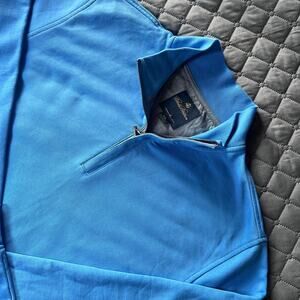 Brooks Brothers XXL Blue Quarter Zip Pullover Sweatshirt 100% Cotton Logo